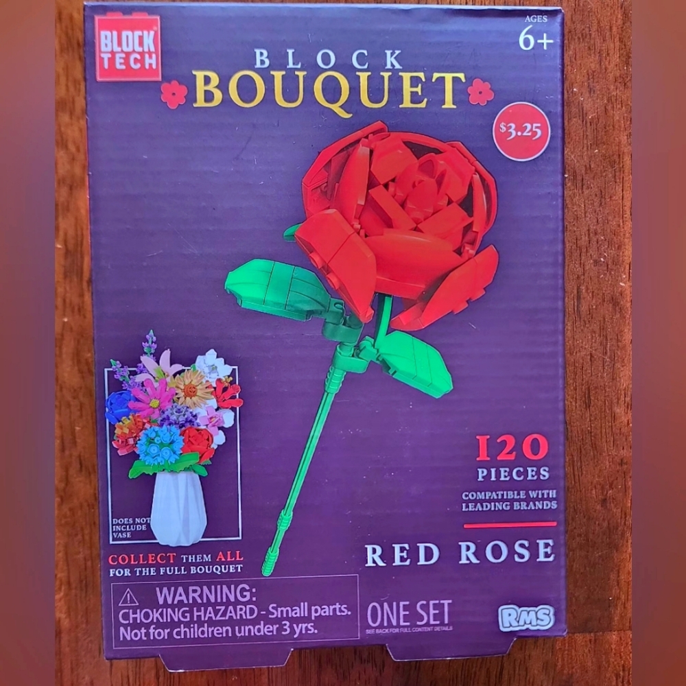 Red Rose Flower Building Blocks